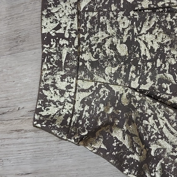 mark. Gold Patterned Metallic Pleated Knee-Length Skirt, Holiday Glam, Medium - Picture 2 of 9